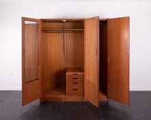 Load image into Gallery viewer, Fyne Ladye Afromosia Triple Wardrobe designed by Richard Hornby
