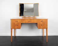 Gordon Russell Retro Walnut Dressing Table with Drawers & Mirror