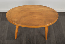 Load image into Gallery viewer, Mid Century Solid Planked Oval Side Table
