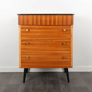 Mid Century Walnut Chest of Drawers on Black Legs