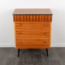 Load image into Gallery viewer, Mid Century Walnut Chest of Drawers on Black Legs
