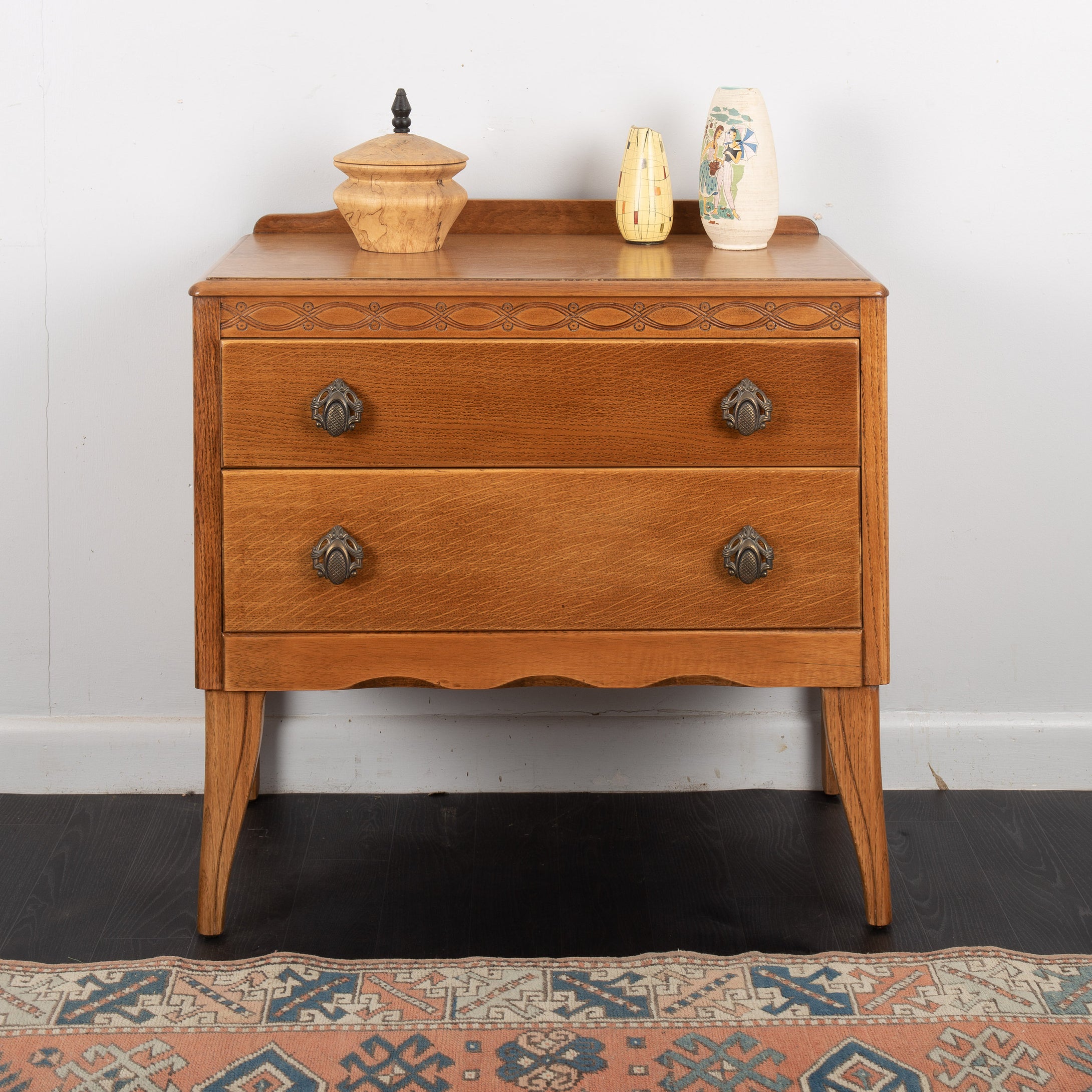 Mid Century Oak Chest Of Drawers Bedside Cabinet by Lebus Furniture