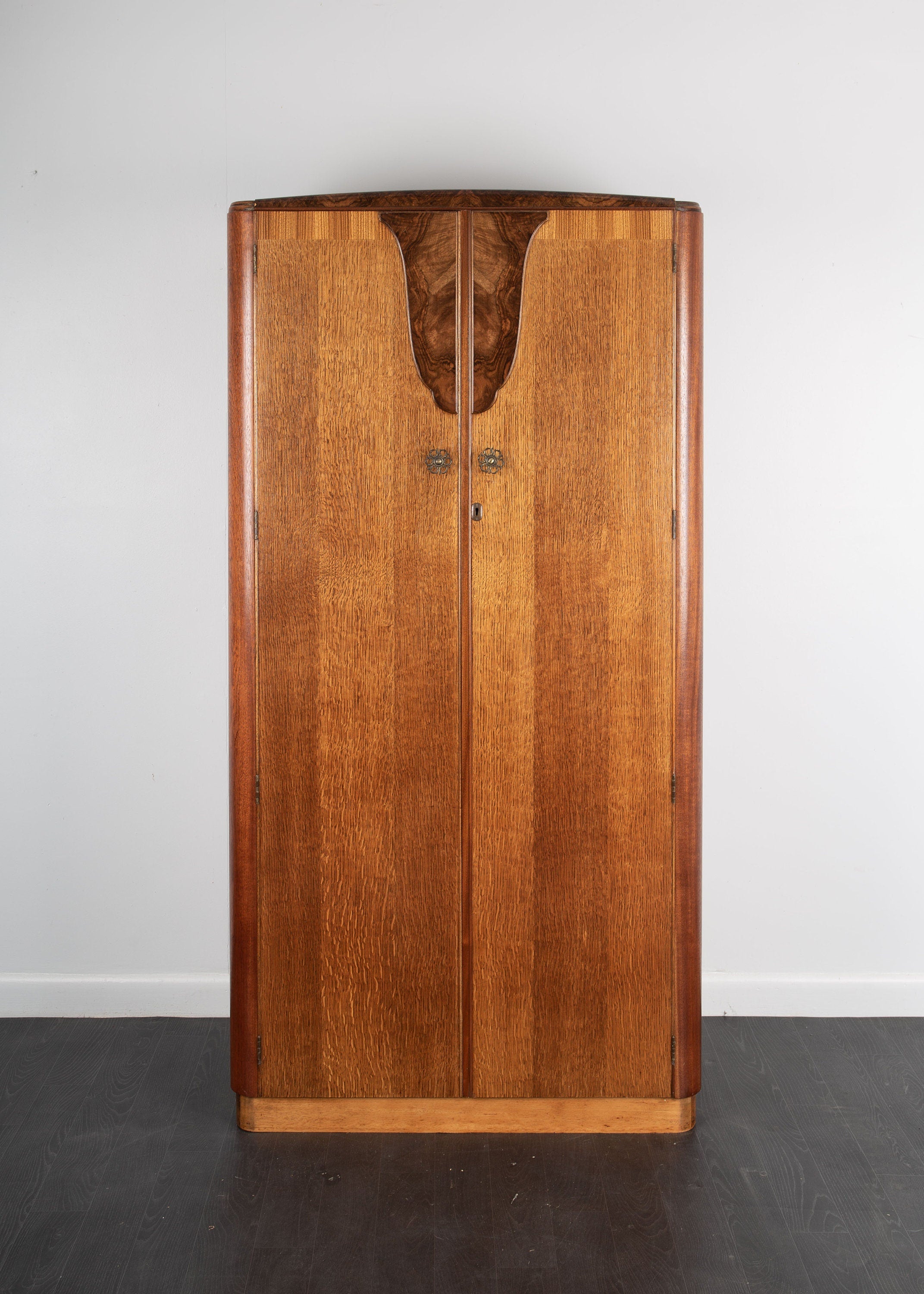 Retro Oak and Walnut Gents Wardrobe by Austinsuite