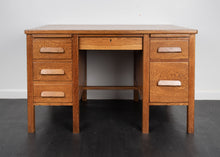 Load image into Gallery viewer, Mid Century Oak Desk with Six Drawers
