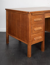 Load image into Gallery viewer, Mid Century Oak Desk with Six Drawers
